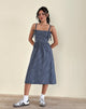 Immagine di Sloane Midi Dress in Mini Blu Scuro Gingham