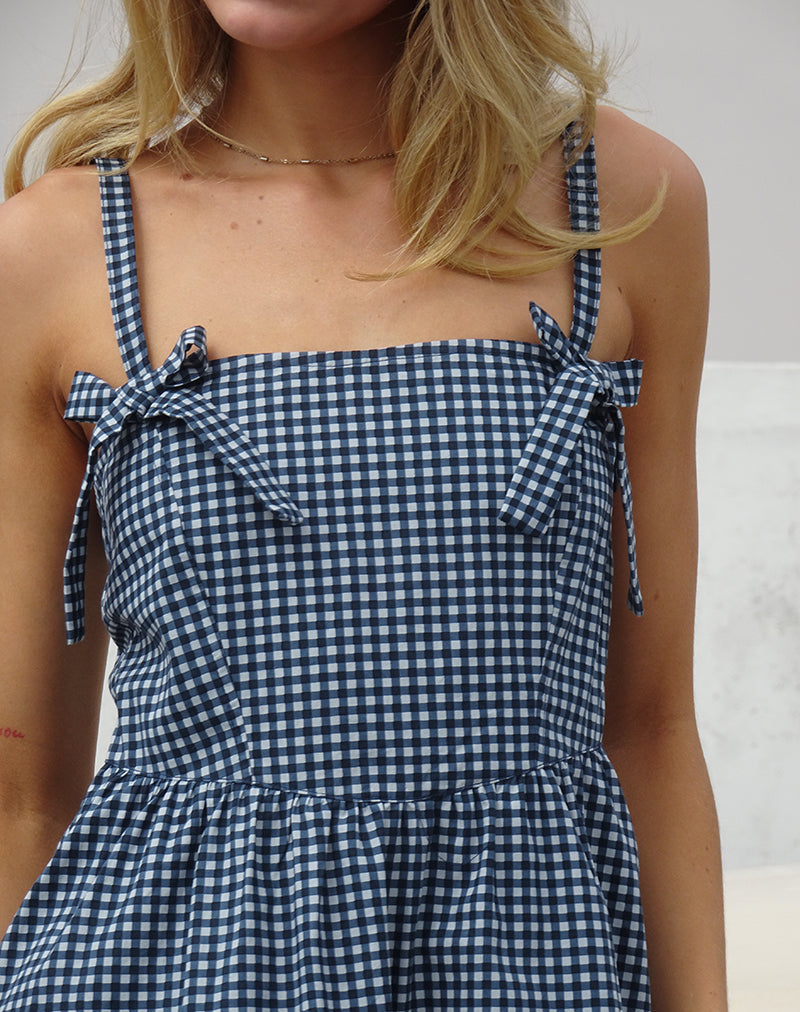 Immagine di Sloane Midi Dress in Mini Blu Scuro Gingham
