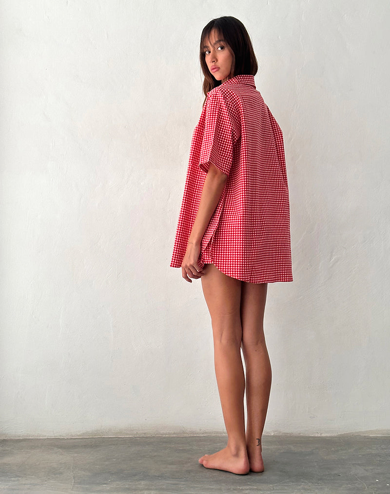 Immagine di Smith Camicia oversize in percalle rosso