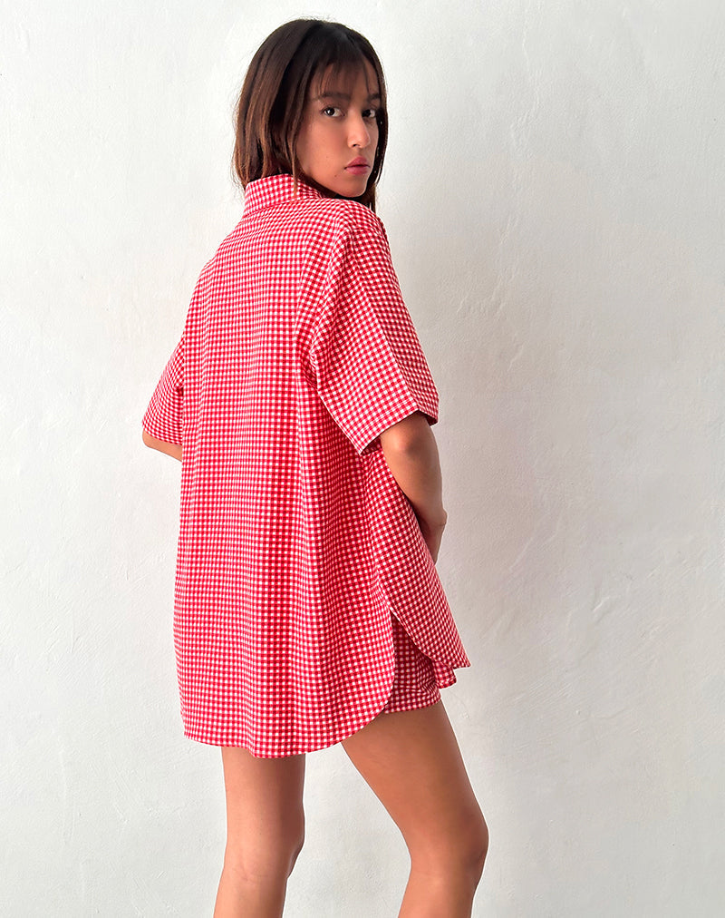 Smith - Camicia oversize in percalle rosso