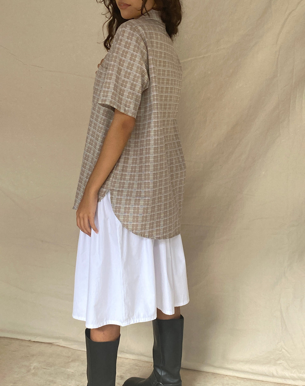 Smith - Camicia a maniche corte a quadri color taupe
