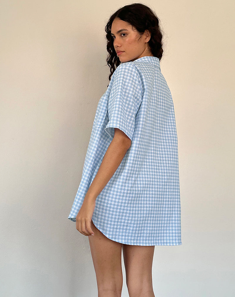 Smith - Camicia oversize in percalle blu