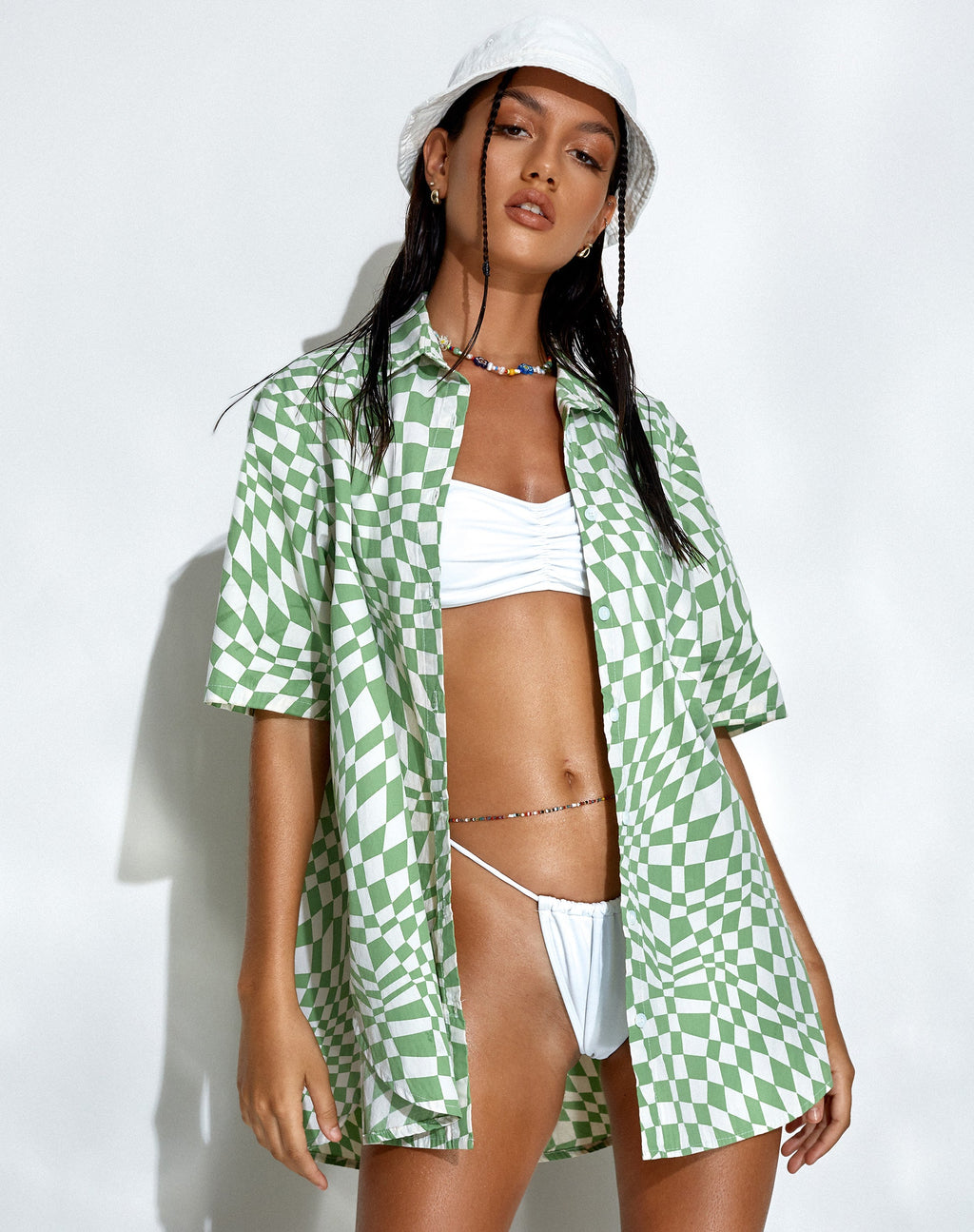 Camicia Smith a maniche corte con bandiera quadrata verde