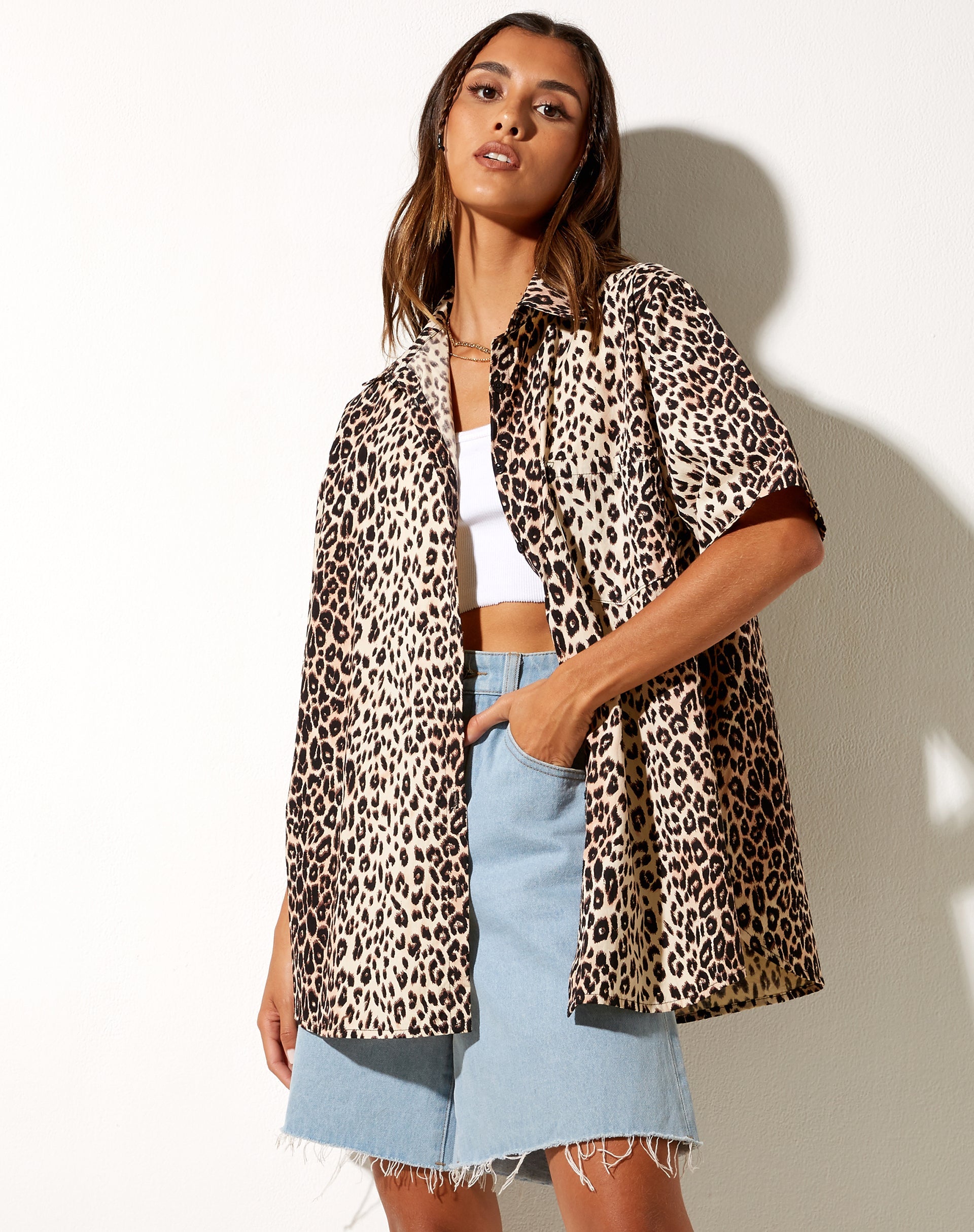 Immagine della camicia Smith a maniche corte in vero leopardo
