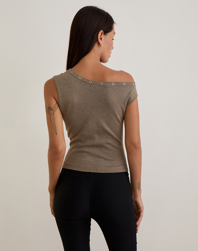 Immagine di Sojin Top in Lurex Oro con Occhielli