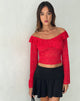 Immagine di Soka Bardot Frill Top in pizzo rosso