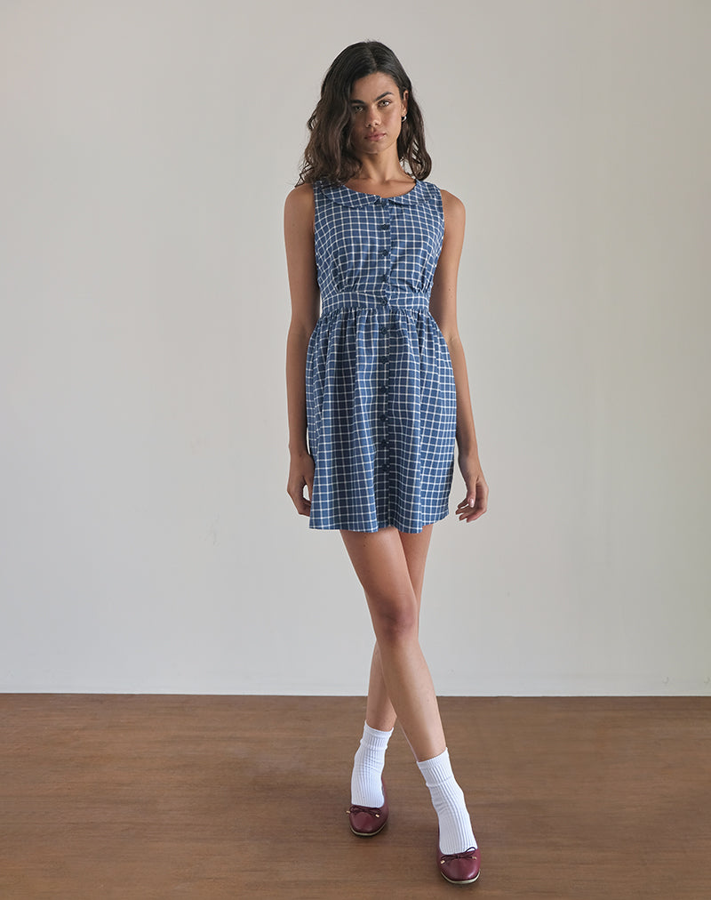 immagine di Sokasi Mini Dress in Tartan Navy