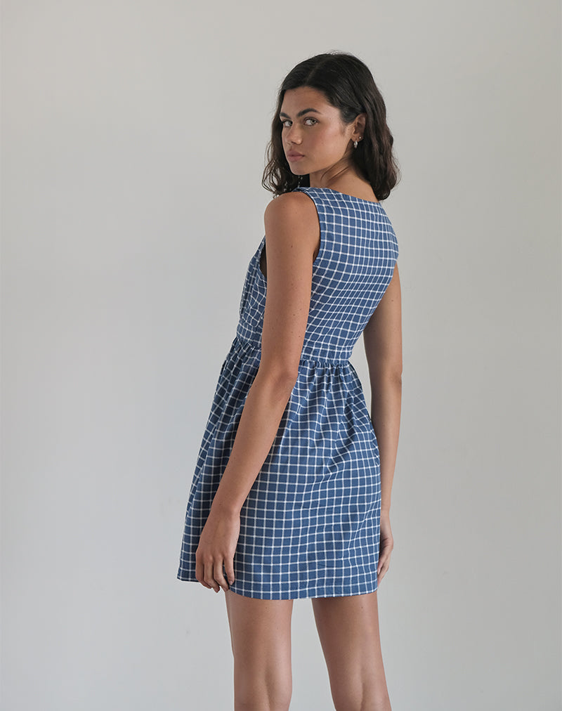 immagine di Sokasi Mini Dress in Tartan Navy