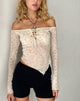 Immagine di Sola Bardot Top in Beige Dainty Floral Flock