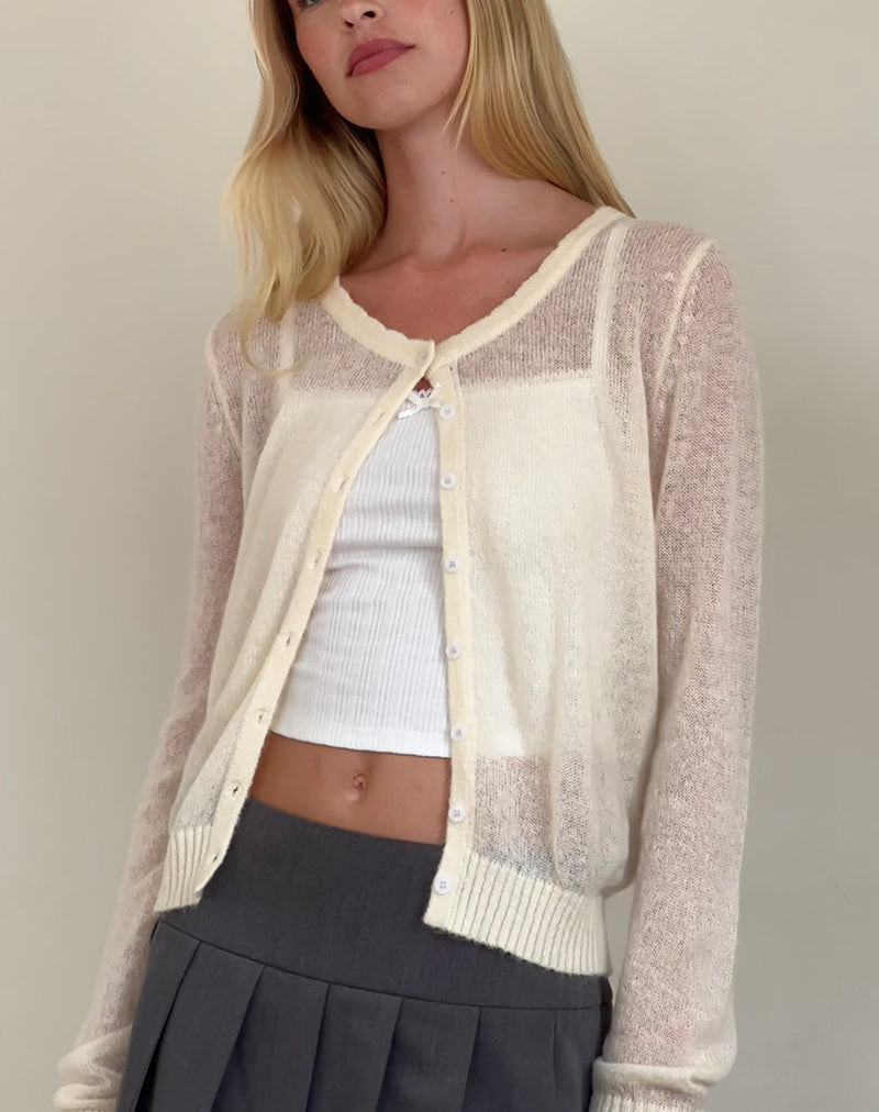 Cardigan Solana in maglia leggera color avorio