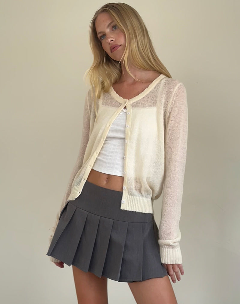 Cardigan Solana in maglia leggera color avorio