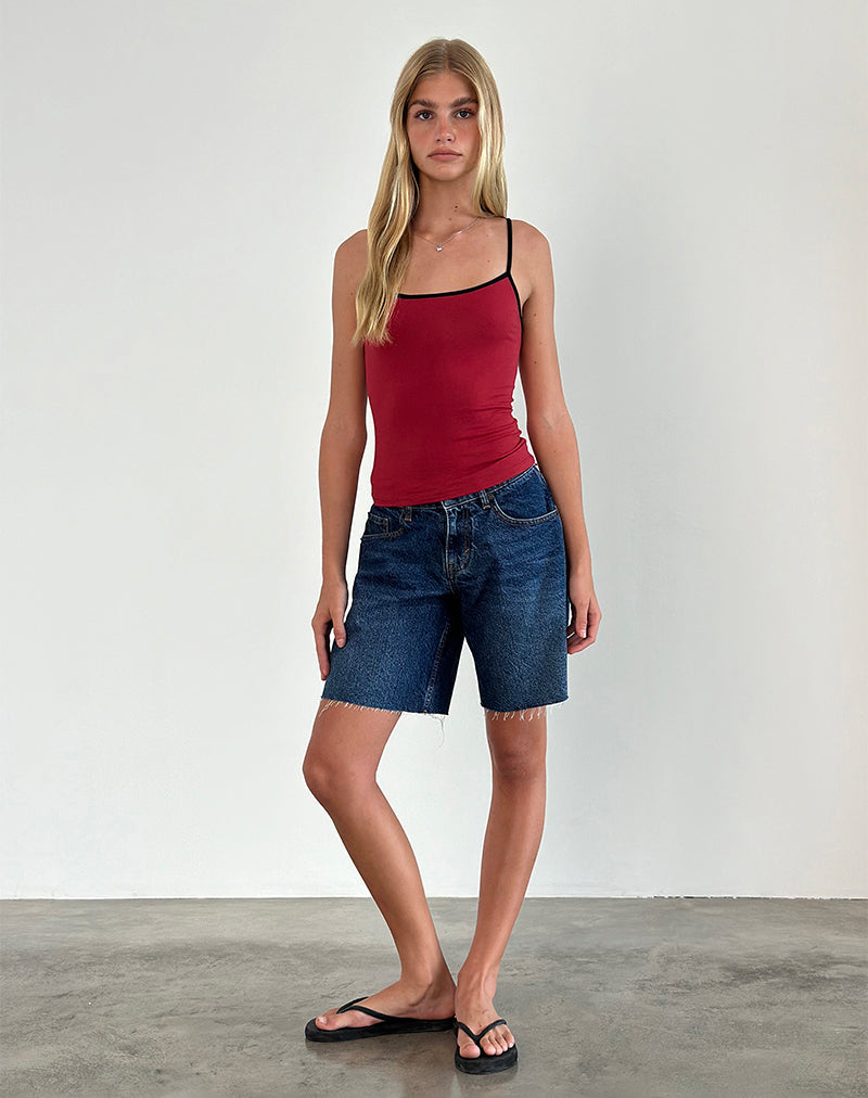 Top Solani in Rosso Adrenalina con rilegatura nera