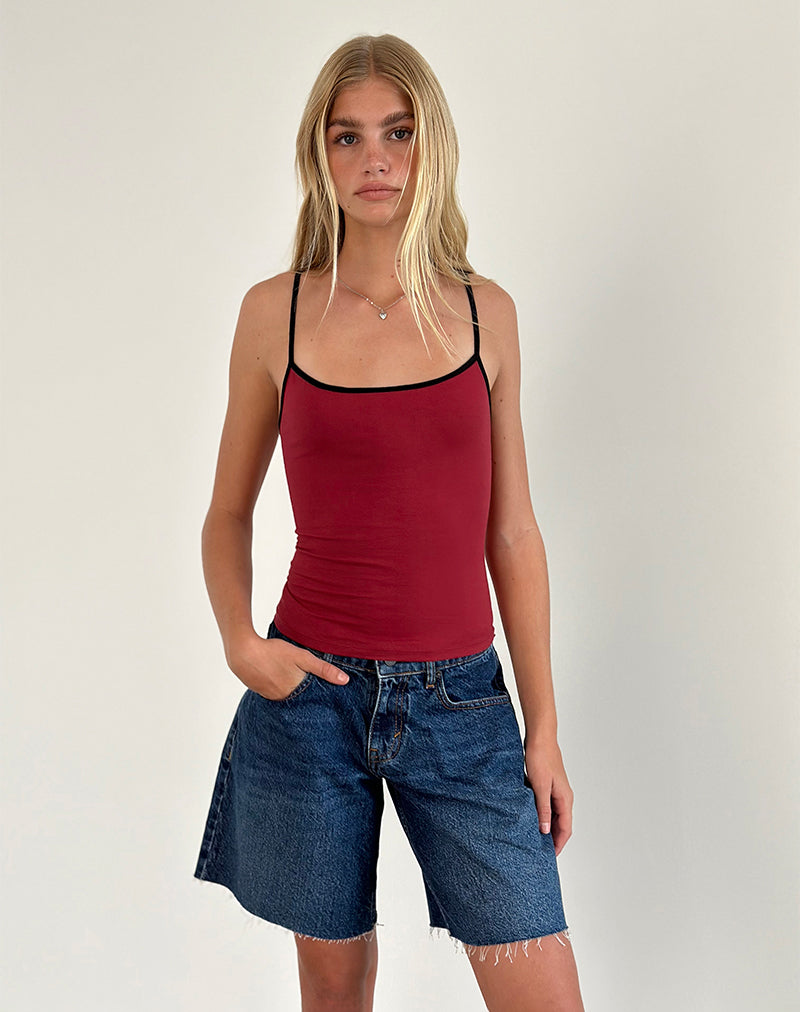 Top Solani in Rosso Adrenalina con rilegatura nera
