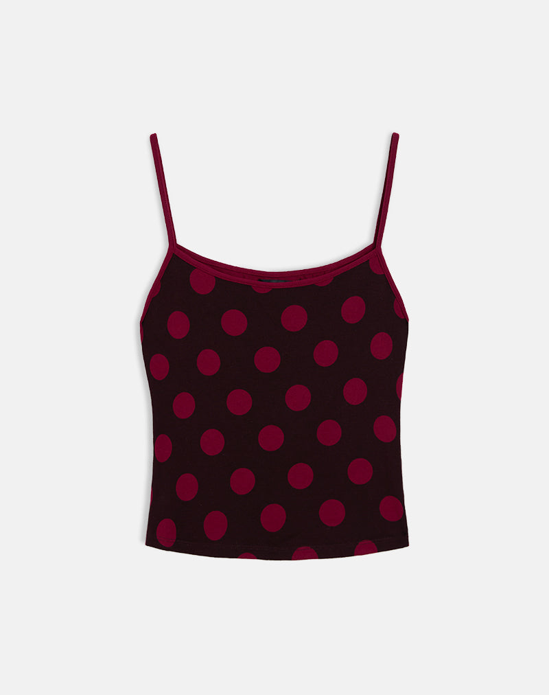 Immagine di Solani Top in marrone con grandi polka rossi