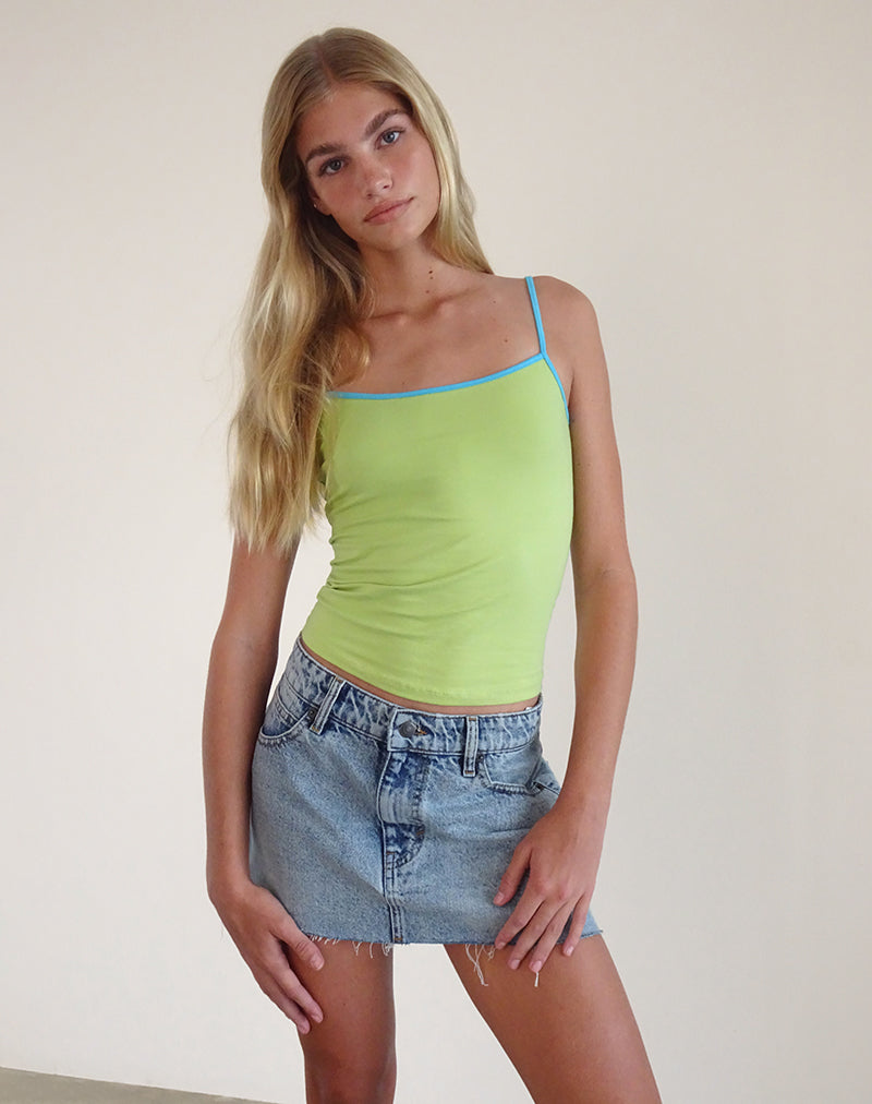 Immagine di Solani Top in Banana Verde con Rilegatura Blu
