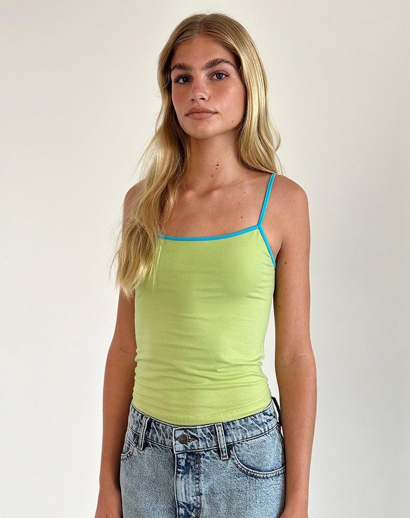 Immagine di Solani Top in Banana Verde con Rilegatura Blu