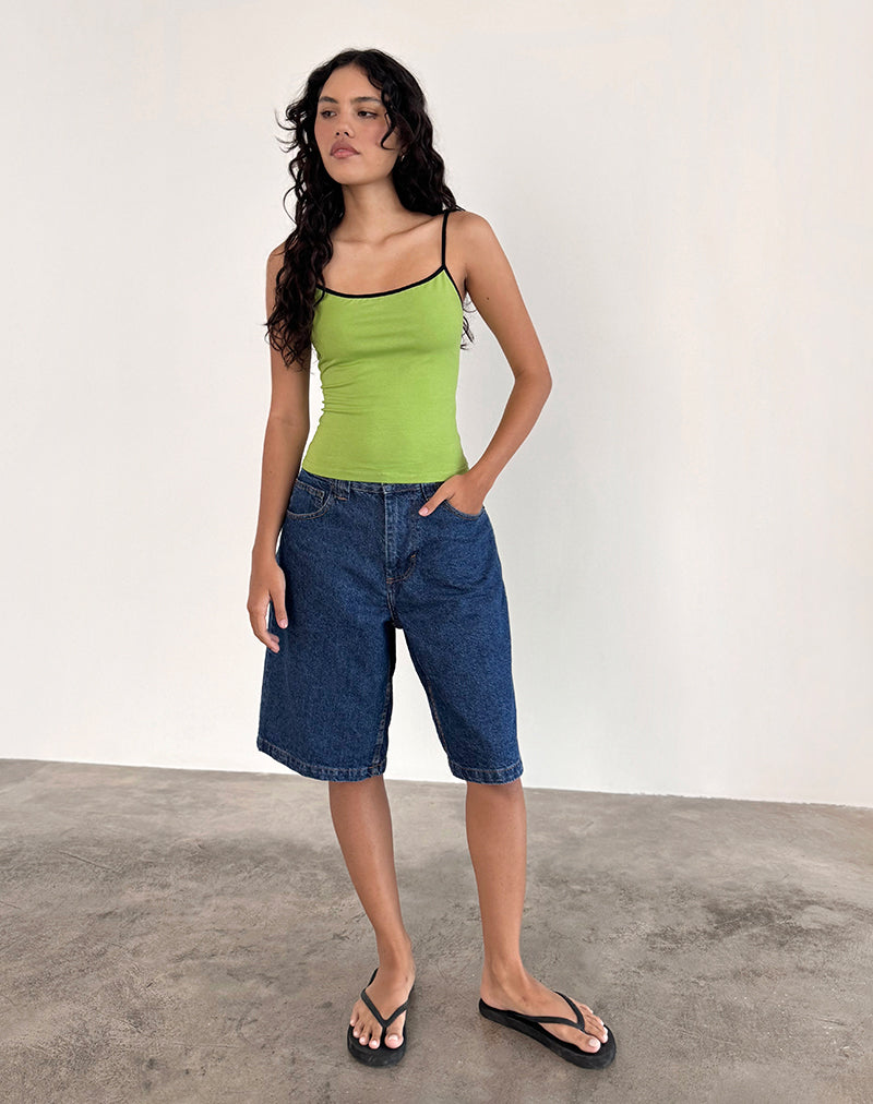 Top Solani in Wasabi con bordatura nera