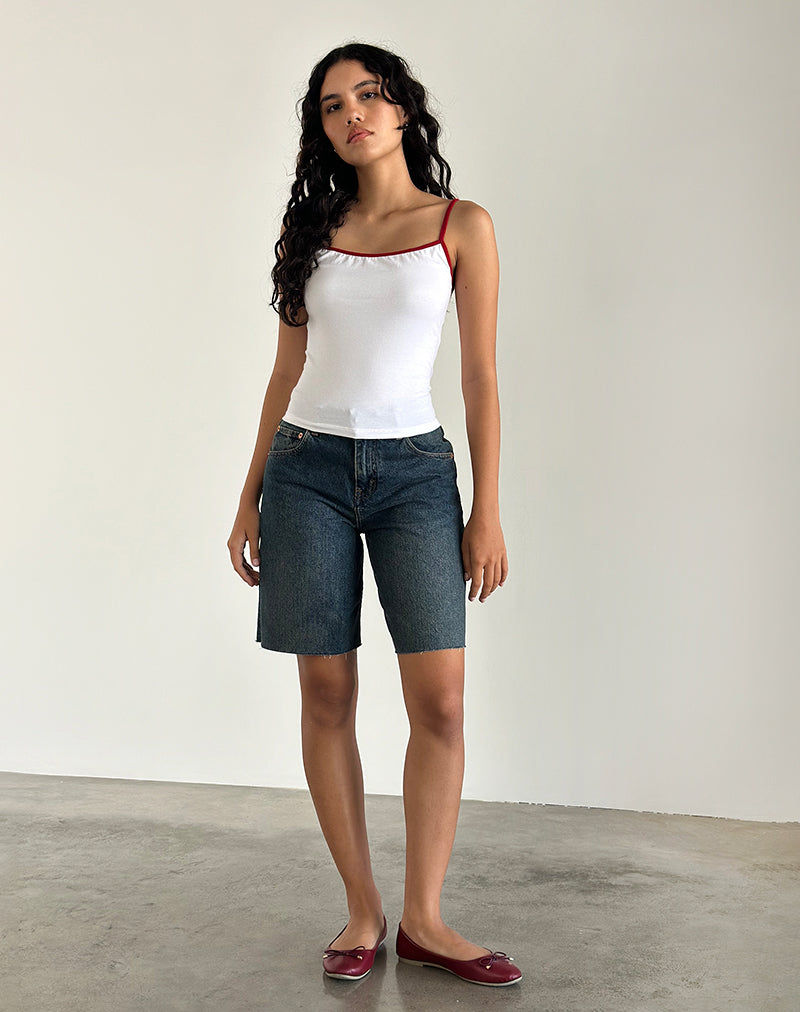 Top Solani in bianco con bordatura in rosso Adrenaline