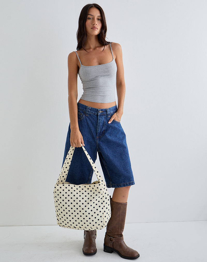 Borsa Sota in twill a pois in bianco e nero