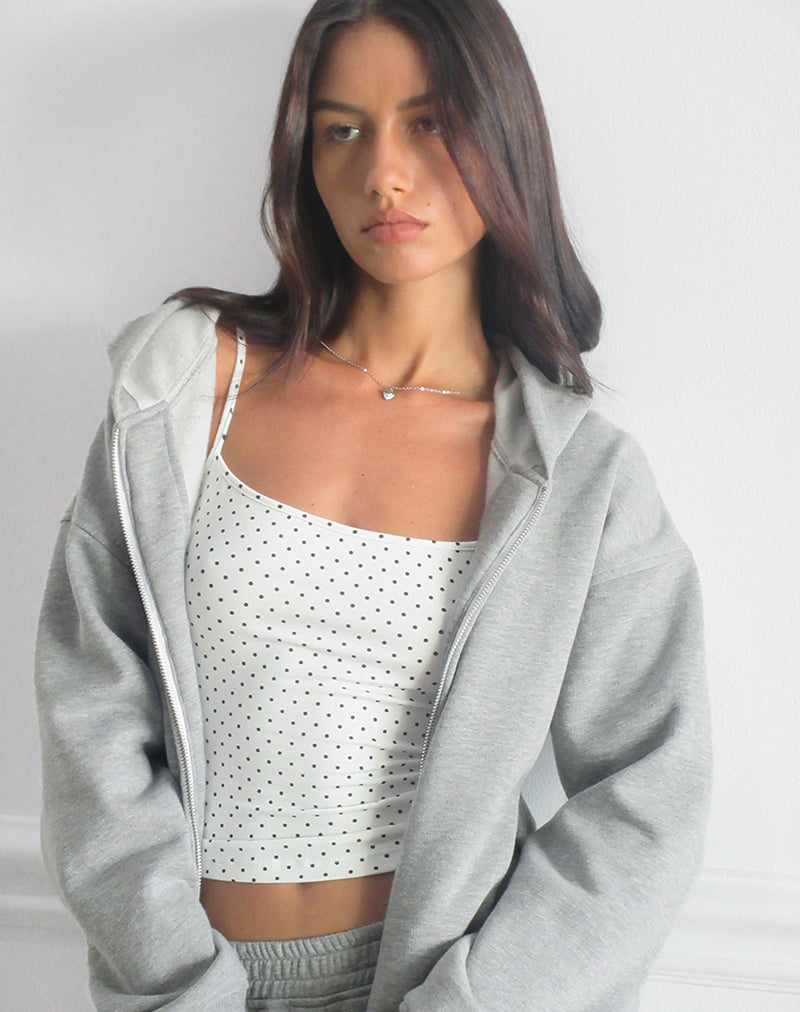 Immagine di Solay Cami Top in bianco con stampa micro polka nera