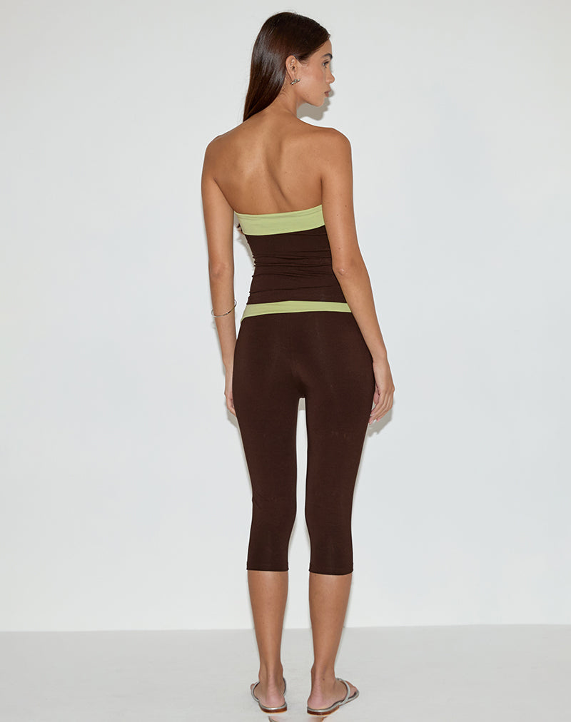 Immagine di Vivah Fold-over Capri in marrone cioccolato con rilegatura in pistacchio