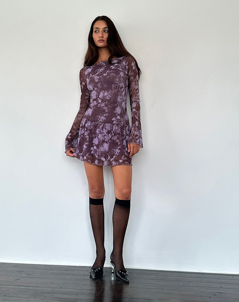 Immagine di Sonata Mini Dress in Botanic Sketch Purple