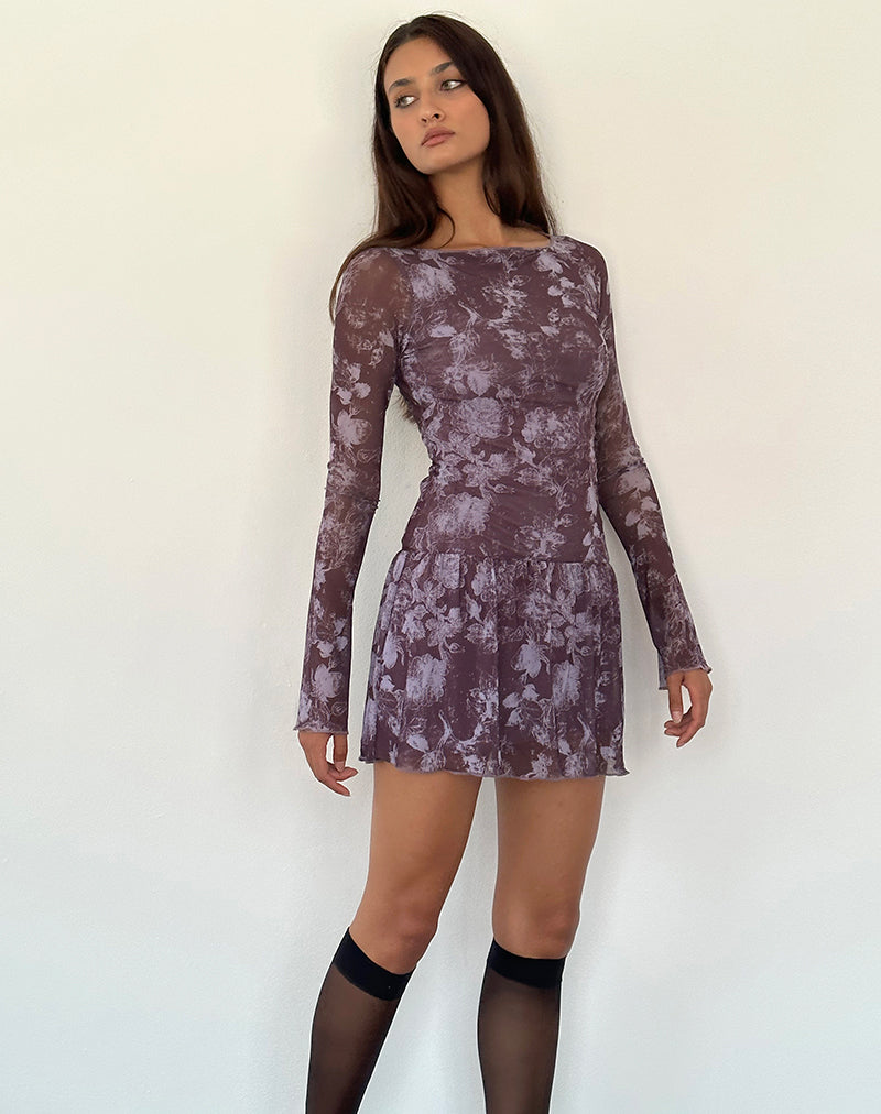 Immagine di Sonata Mini Dress in Botanic Sketch Purple