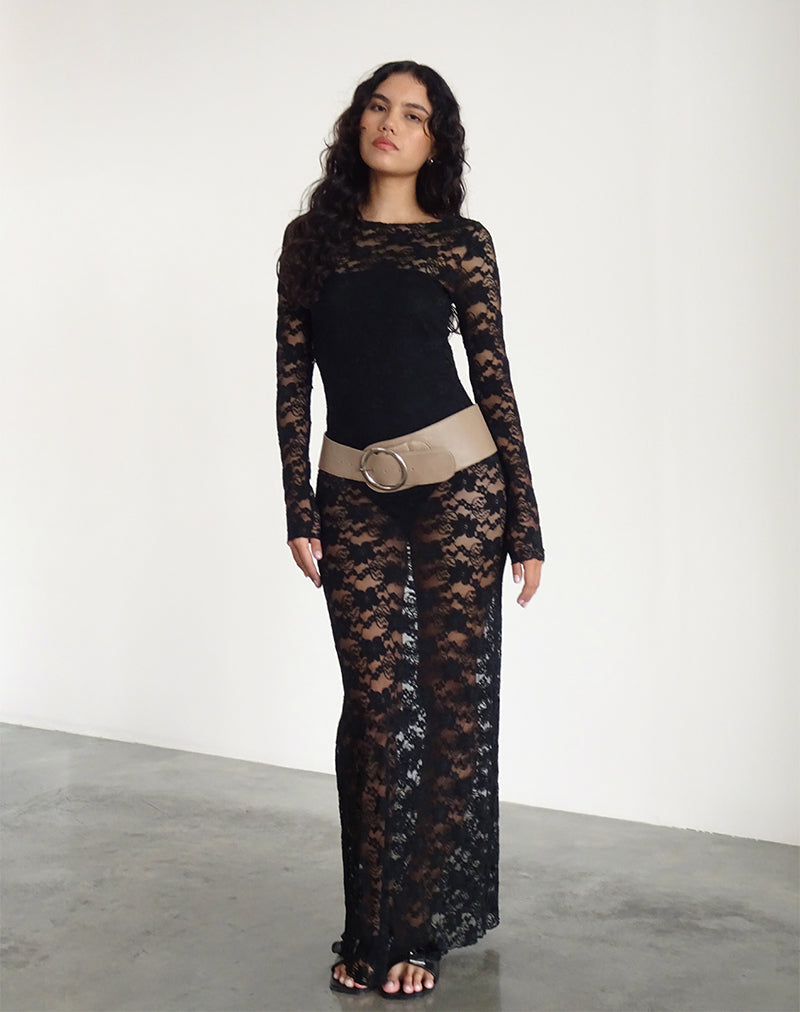 Maxi abito sfoderato Sophie in pizzo nero Jasmine