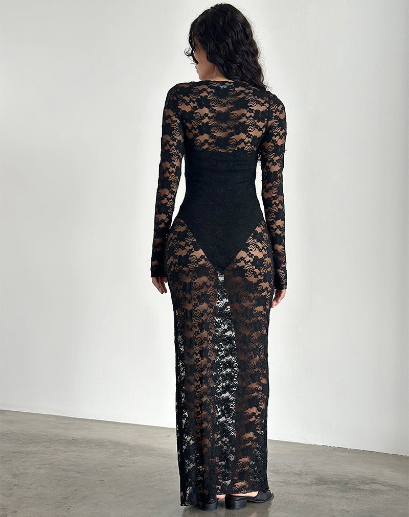 Maxi abito sfoderato Sophie in pizzo nero Jasmine