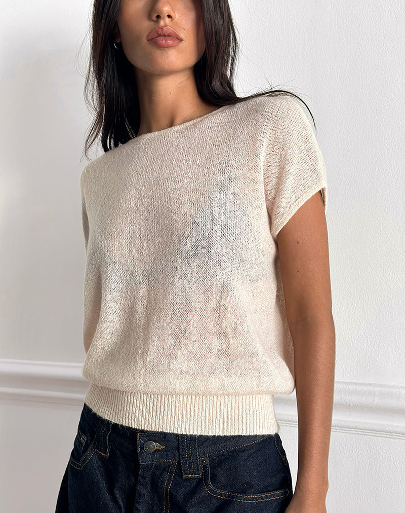 Immagine di Sorin Top con cintura profonda in maglia ecrù