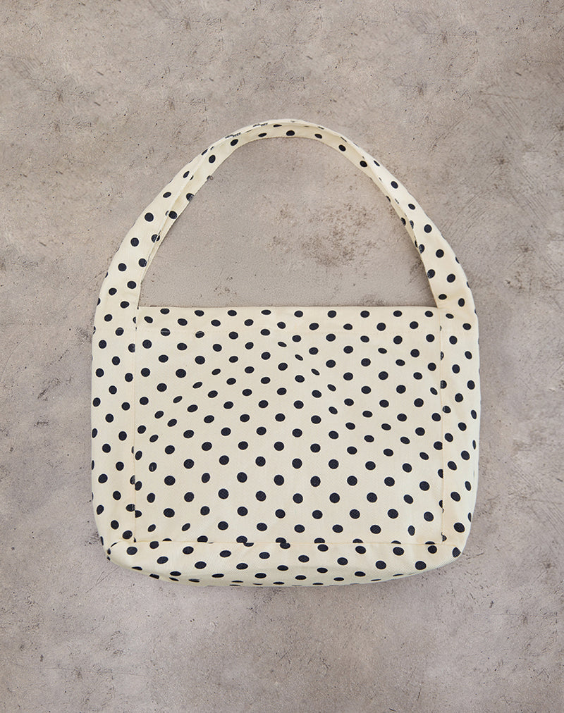 Borsa Sota in twill a pois in bianco e nero