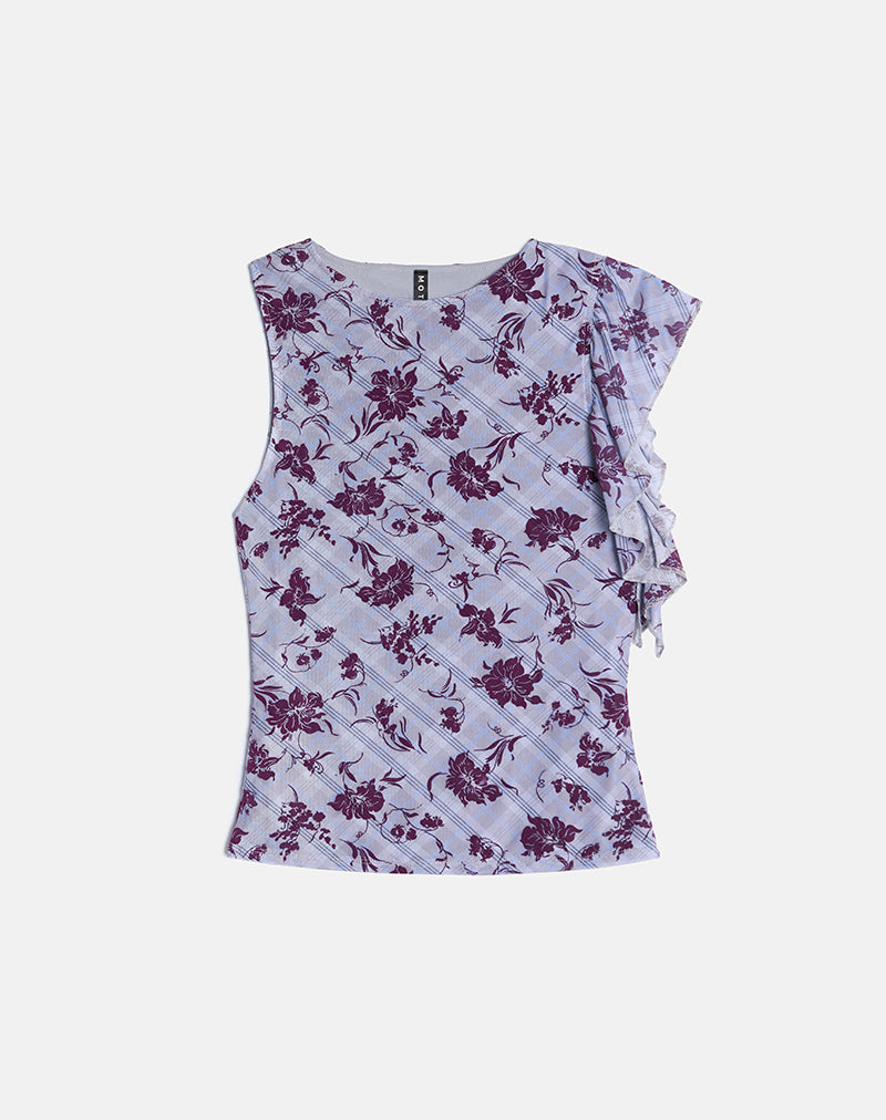 Immagine di Soyan - Top asimmetrico in loto check Lavanda