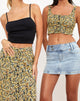 immagine di Soyke Crop Top in giallo ditsy primavera
