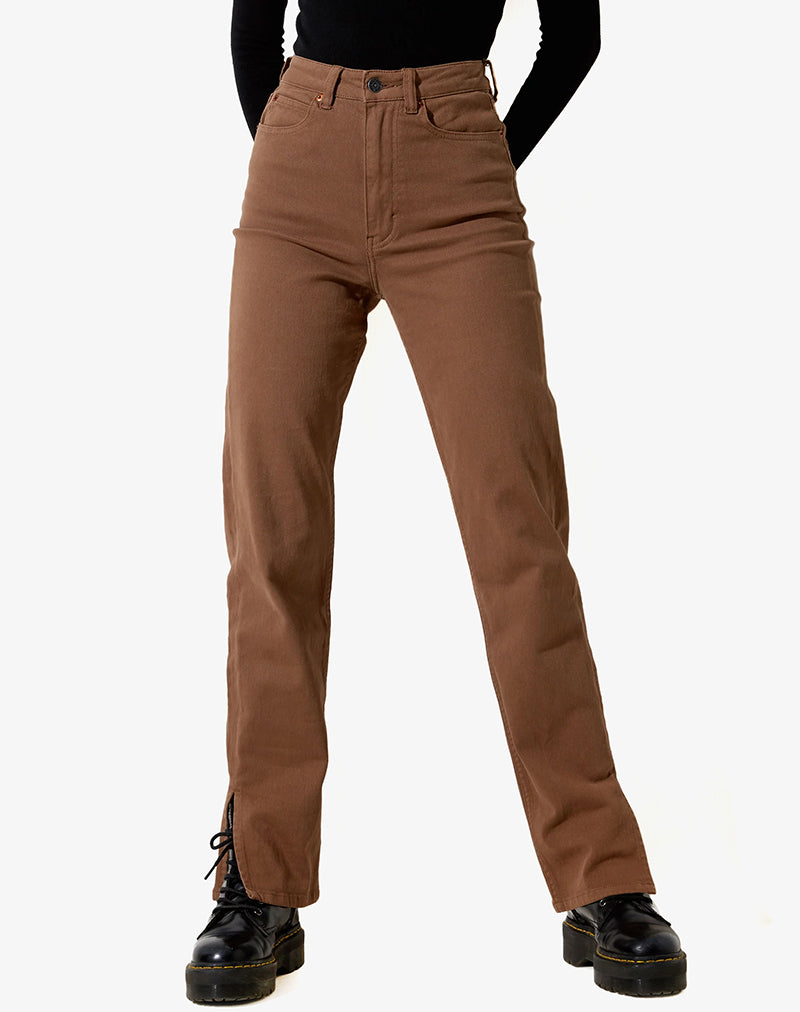 Jeans a gamba dritta in marrone scuro