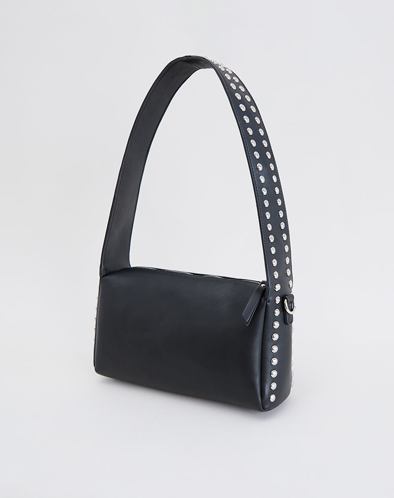 Borsa a tracolla con borchie in nero