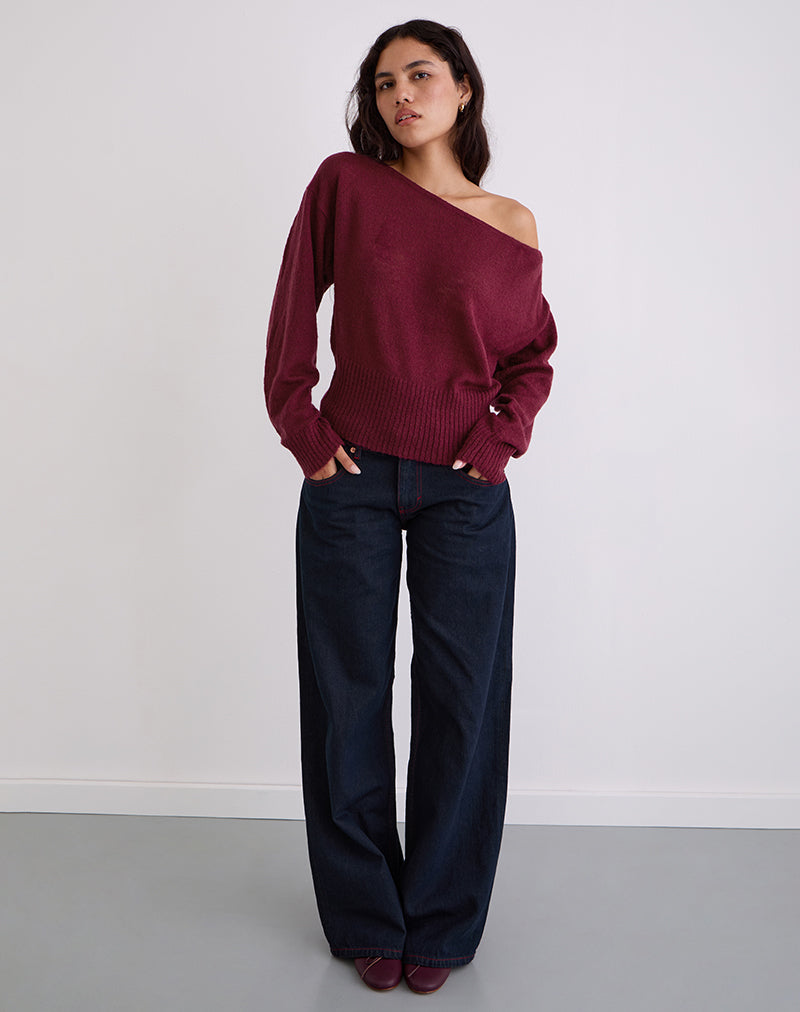 Immagine del maglione asimmetrico Suena in vino