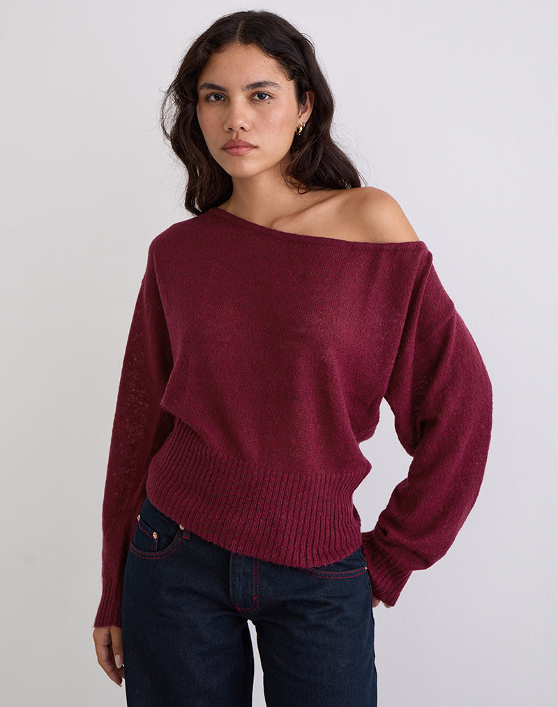 Maglia asimmetrica Suena in vino