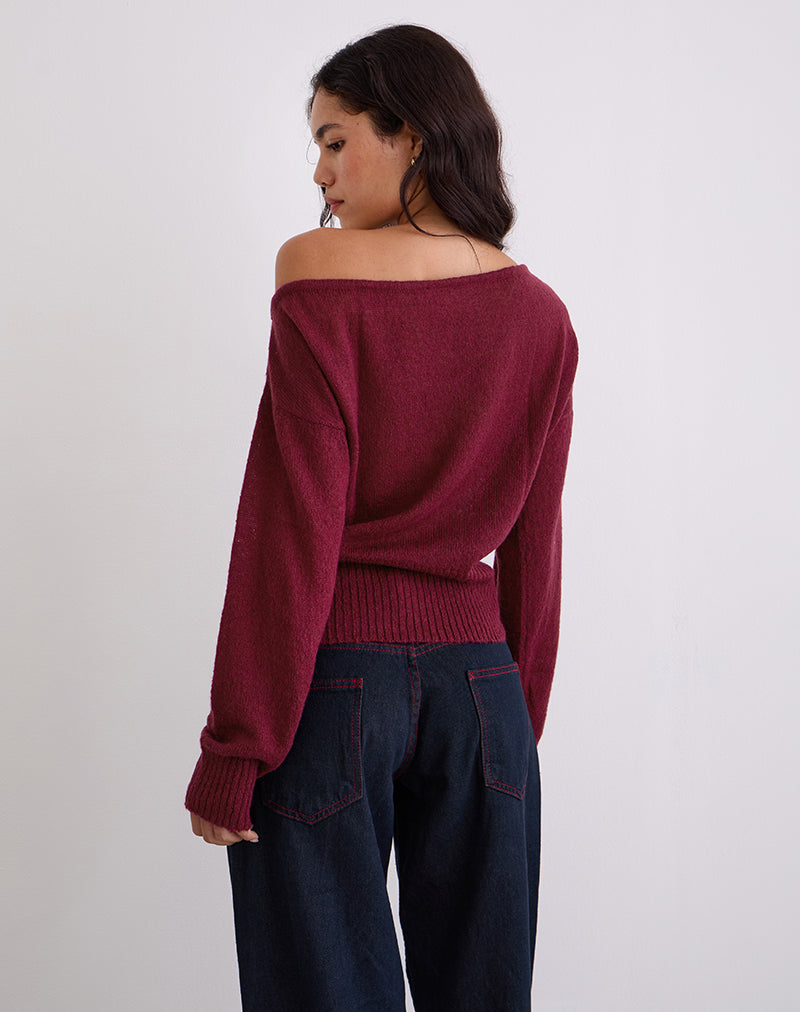 Immagine del maglione asimmetrico Suena in vino
