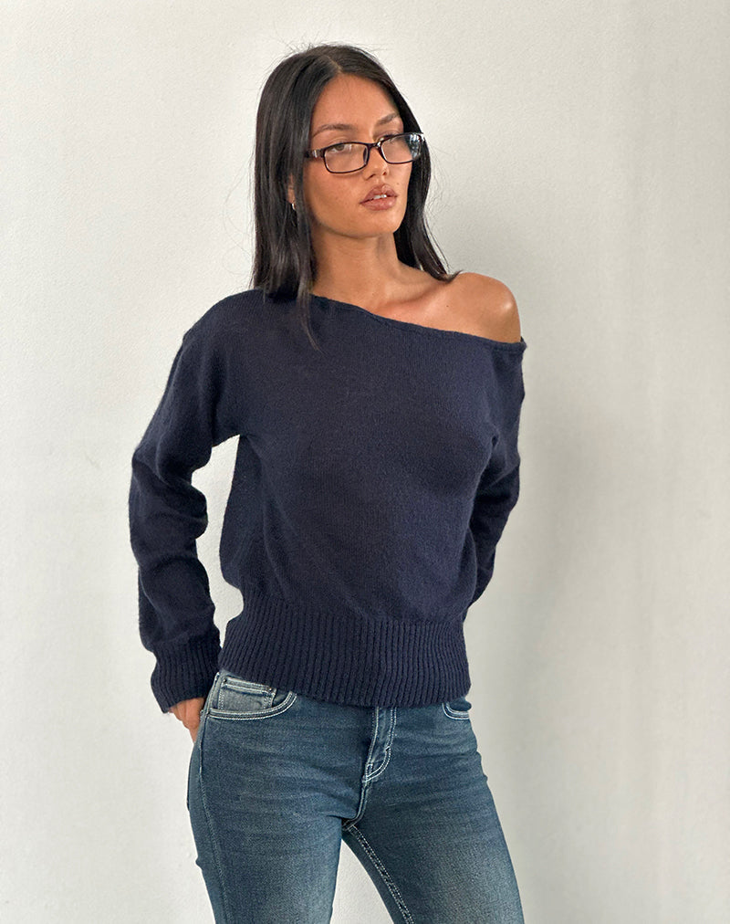 Immagine di Suena, maglione asimmetrico in blu scuro