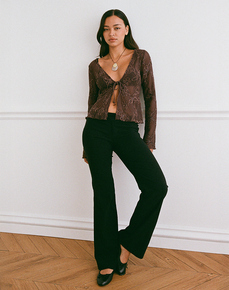 Immagine di Sukita Cardigan in maglia di lustrini marrone scuro