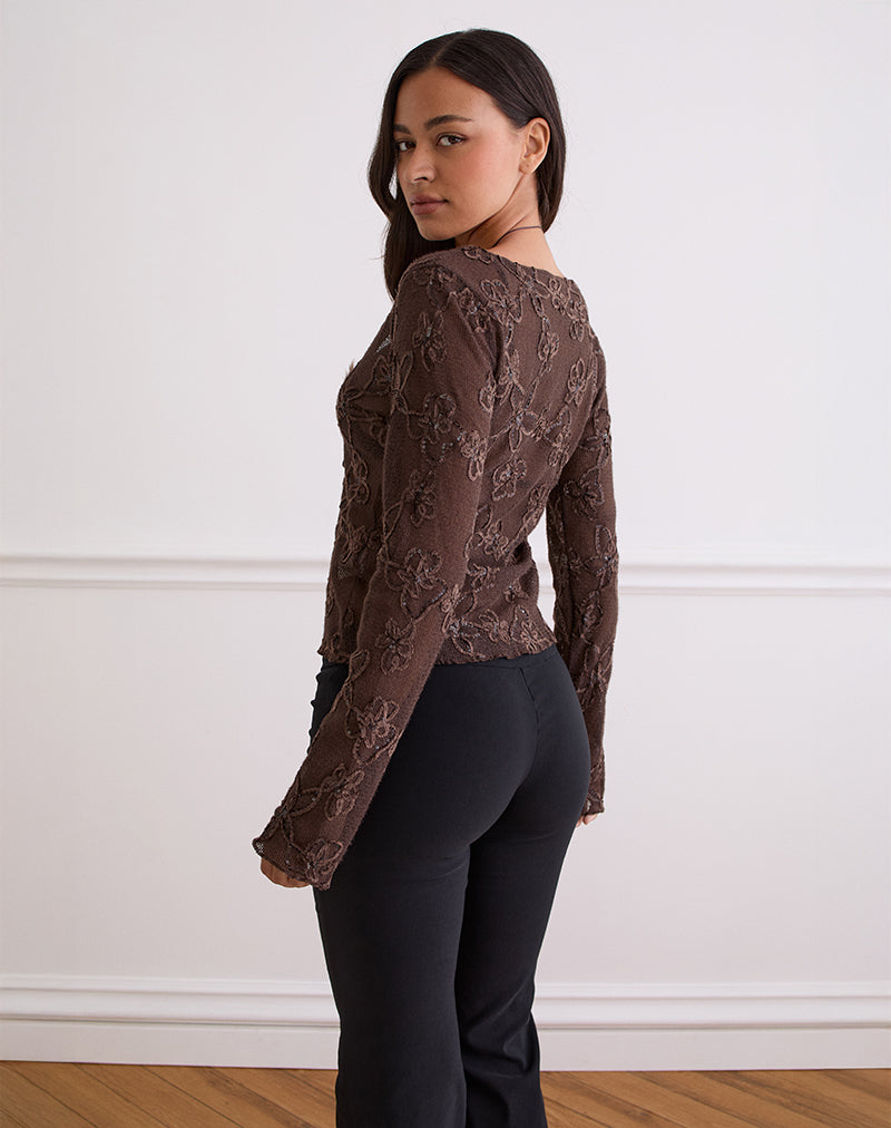 Immagine di Sukita Cardigan in maglia di lustrini marrone scuro