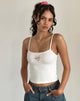 Immagine di Suna Gilet Top in bianco sporco con stampa fiocco di fragola