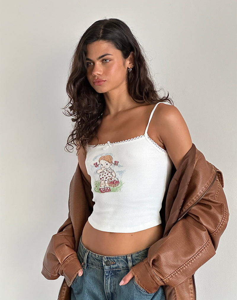 Canottiera Suna con motivo per bambina, bianco