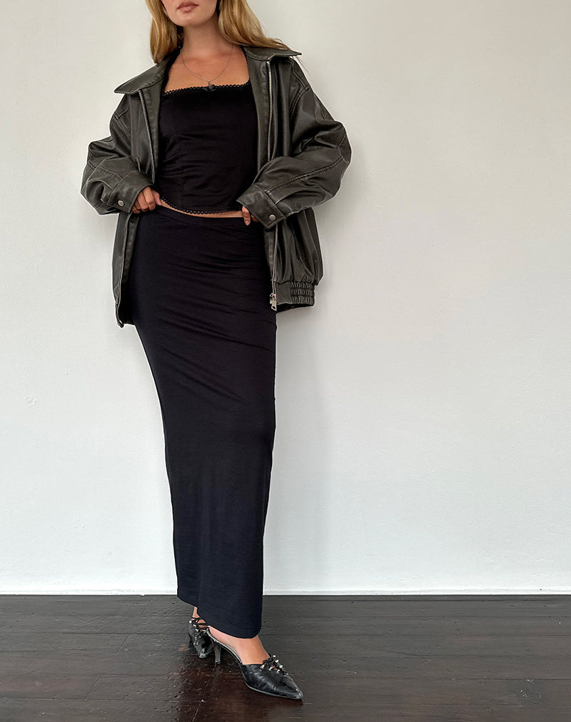 Maxi gonna a V Sunadia in lycra nera