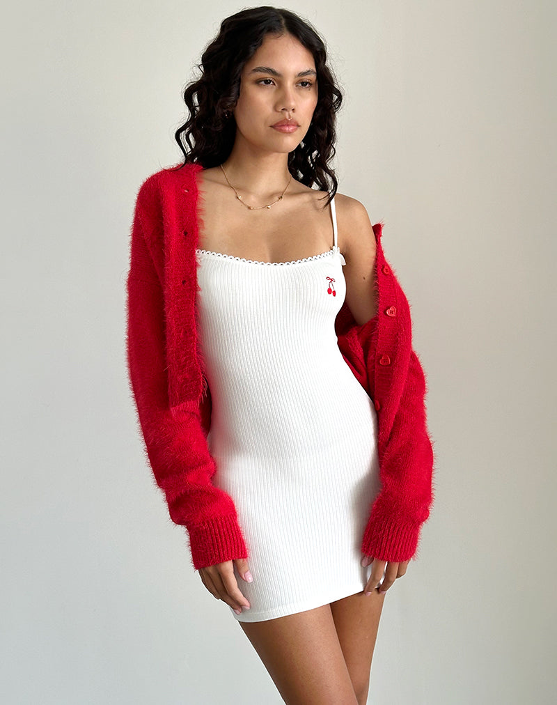 Immagine di Sunali Mini Dress in bianco sporco con ciliegia Emb