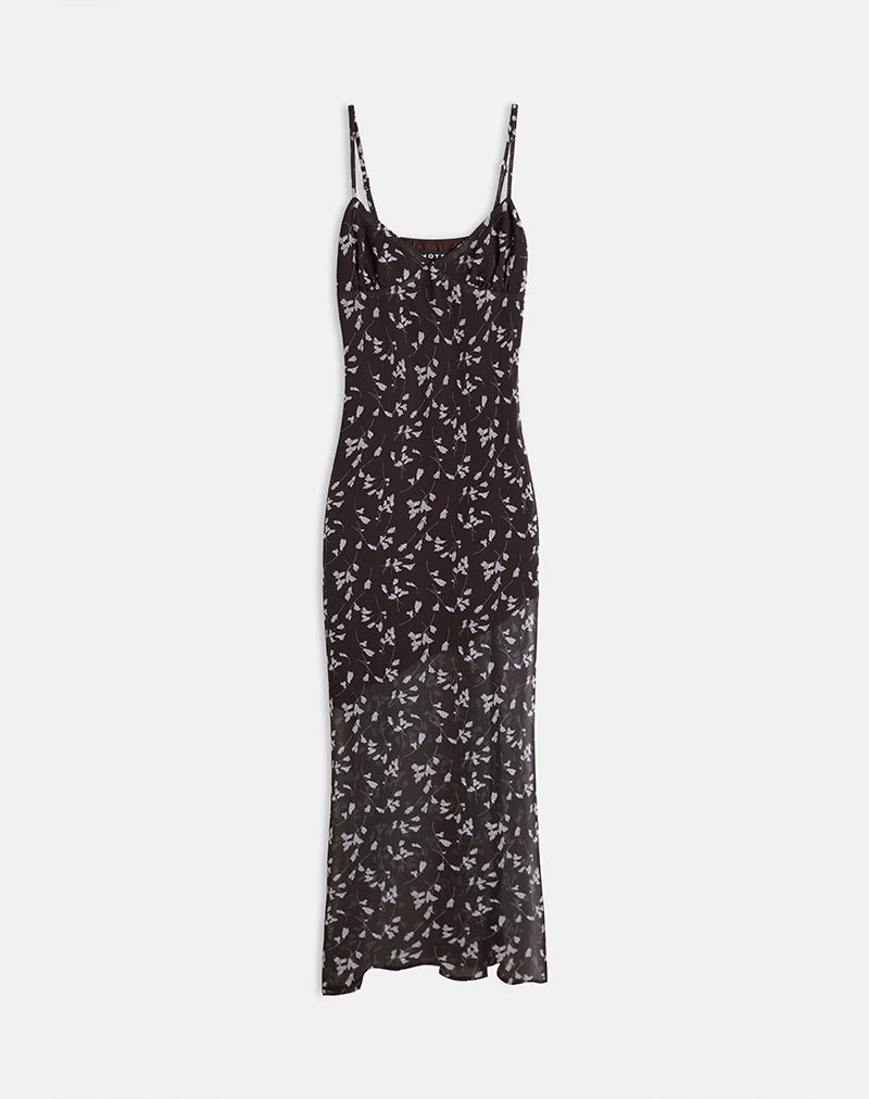 Immagine di Sunita Maxi abito in chiffon a fiori marrone