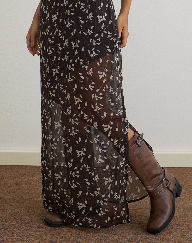 Immagine di Sunita Maxi abito in chiffon a fiori marrone