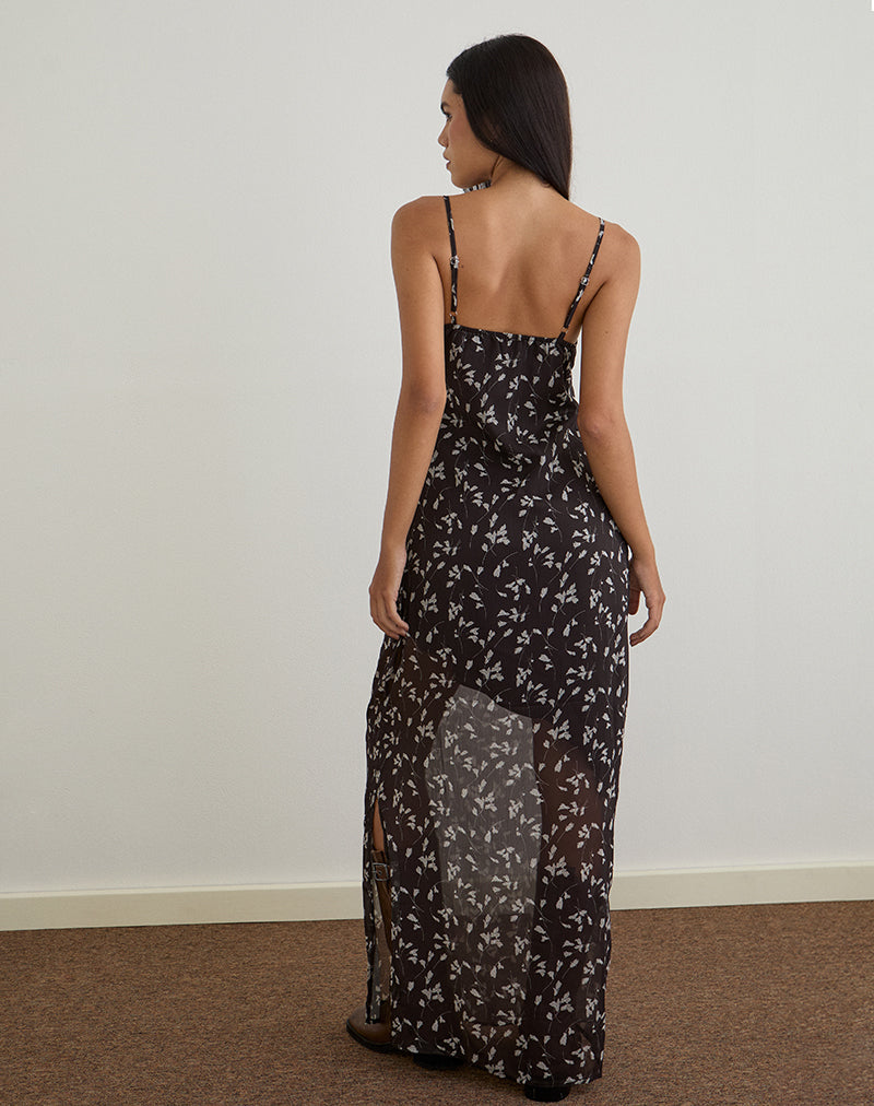 Immagine di Sunita Maxi abito in chiffon a fiori marrone