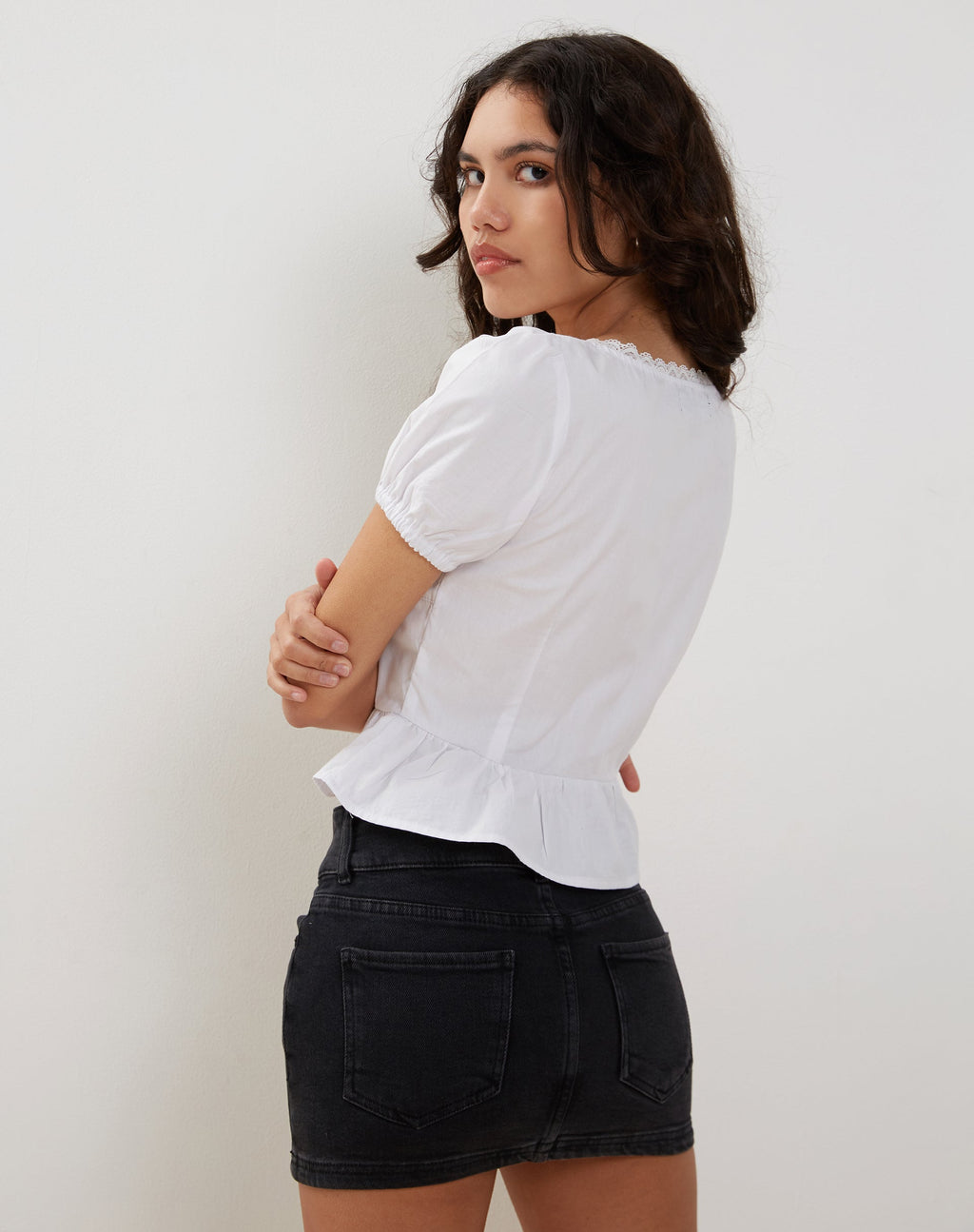 Top Suraja in popeline bianco