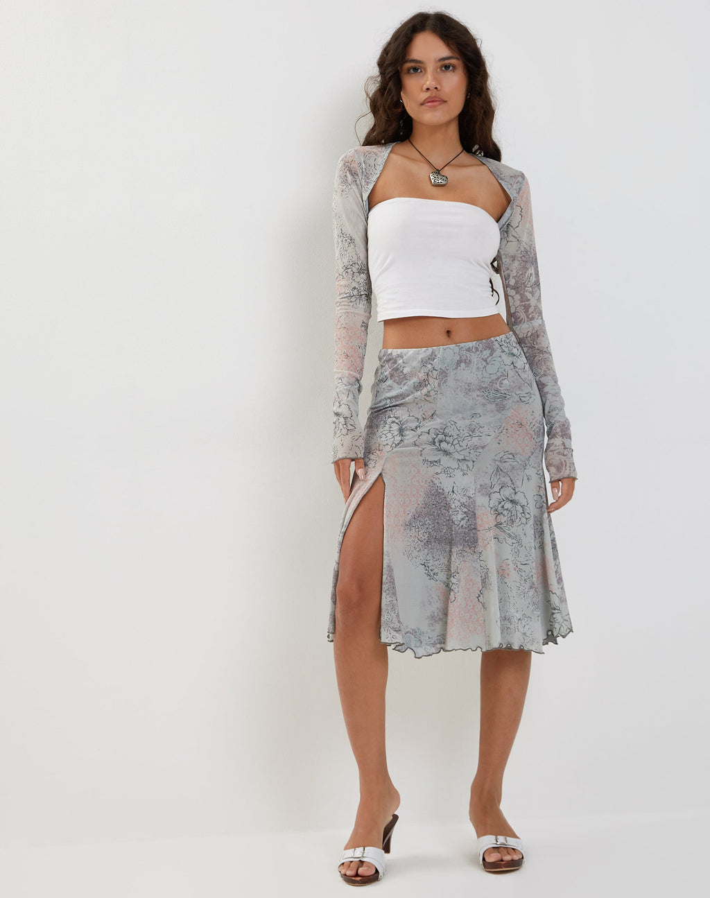 Gonna Sloane in pizzo floreale color pastello